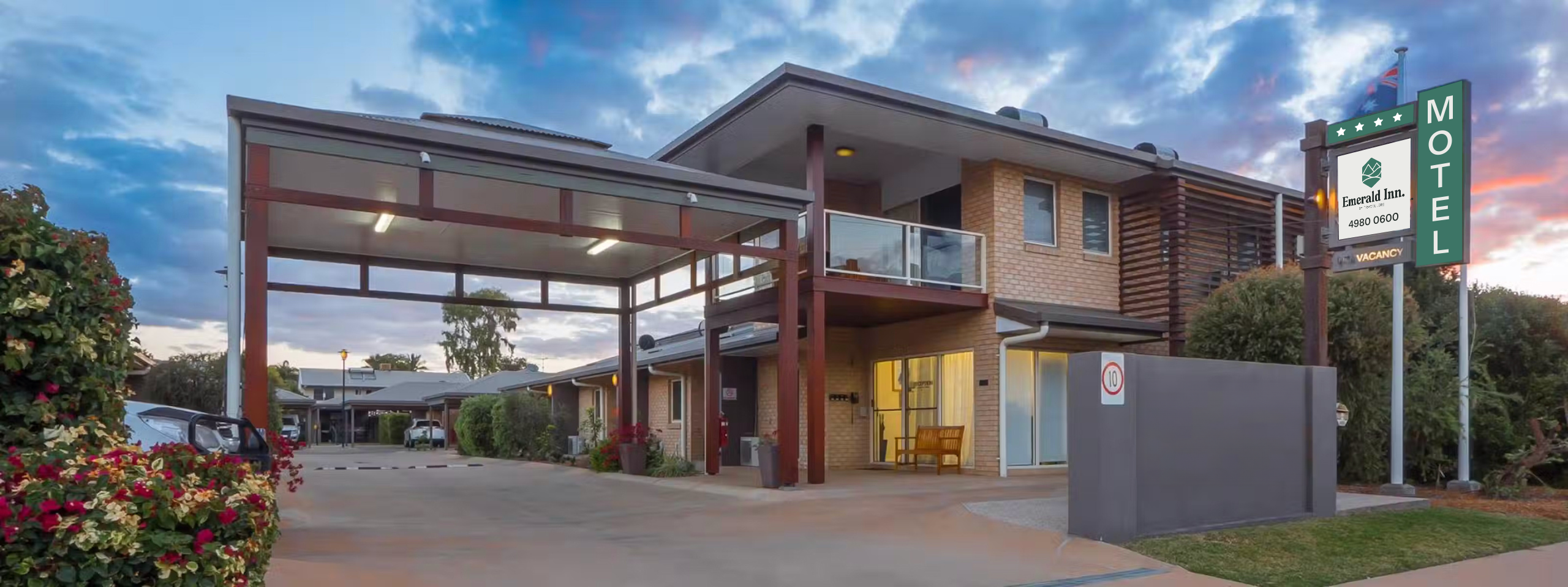 The exterior of the modern and airy, centrally located Emerald Inn